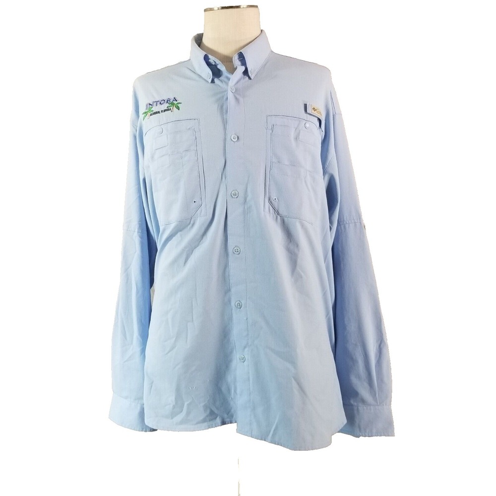 Columbia PFG shirt men's XL extra large Blue long sleeve Outdoor fishing UPF